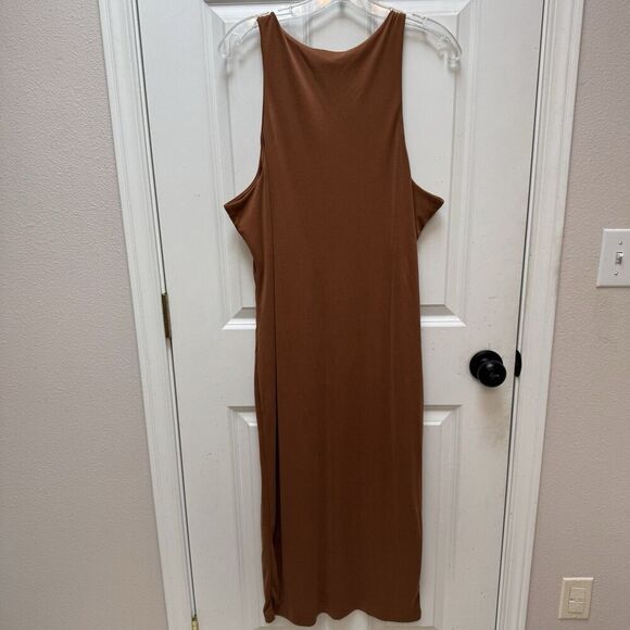 Good American bodycon Midi Tank dress Women’s size 7 Brown Lined - Picture 2 of 8